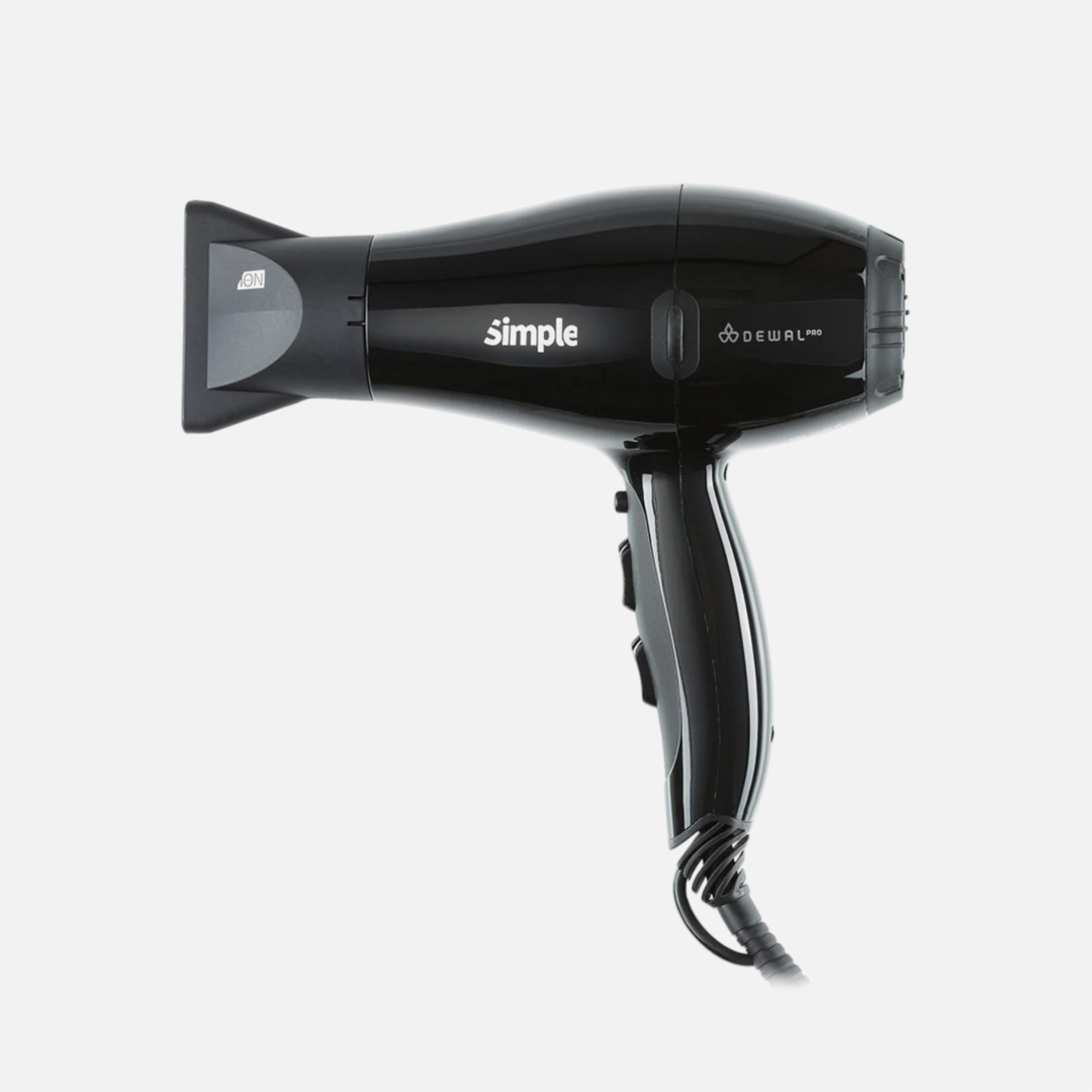 DEWAL SIMPLE 03-104 BLACK, компактный фен с ионизацией 2000Вт