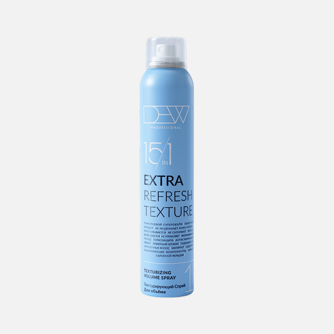 DEW PROFESSIONAL EXTRA REFRESH TEXTURE, спрей текстурирующий 15 в 1 для объема волос, 200 мл