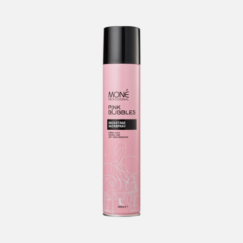 MONE PROFESSIONAL PINK BUBBLES BACKSTAGE HAIRSPRAY, аэрозольный лак для объема и укладки волос средней фиксации, 400 мл
