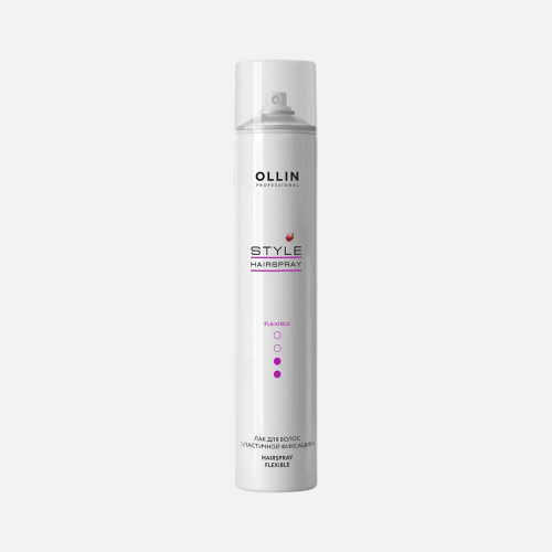 OLLIN STYLE, аэрозольный лак для волос эластичной фиксации, 450 мл